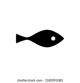 Vector isolated one simple fish with eye side view colorless black and white outline silhouette stencil