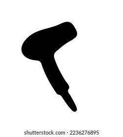 Vector aislado un secador simple secador de pelo incoloro contorno negro y blanco sombra de forma esténcil