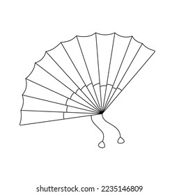 Vector isolated one simple minimal paper fan colorless black and white contour line easy drawing