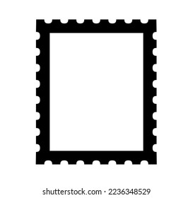 Vector isolated one simple minimal postal mark with carved edges frame colorless black and white contour silhouette shadow shape stencil
