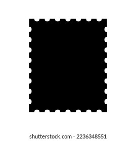 Vector isolated one simple minimal postal mark with carved edges colorless black and white contour silhouette shadow shape stencil