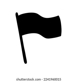 Vector isolated one simple minimal flag with pole ensign 
 colorless black and white outline silhouette shadow shape stencil