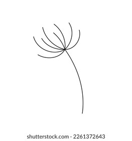 Vector isolated one simple minimal dandelion fluff colorless black and white contour line easy drawing