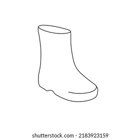 Vector isolated one simple rubber boot colorless black   white contour line drawing