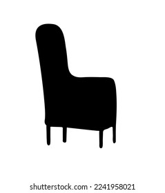 Vector isolated one simple semi recliner soft chair four legged colorless black and white outline silhouette shadow shape stencil