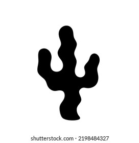 Vector isolated one simple triple cactus colorless black outline silhouette shadow shape