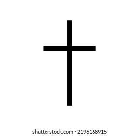 Vector Isolated One Simplest Catholic Cross Colorless Black Outline Silhouette Shadow