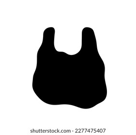 Vector isolated one single bag with two handles colorless black and white outline silhouette shadow shape	
