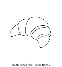 Vector isolated one single baked croissant dough colorless black and white contour line easy drawing