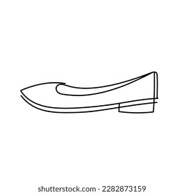 Vector isolated one single ballet flats boot shoe side view colorless black and white contour line easy drawing