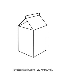 Vector isolated one single cardboard packing box for milk or juice template colorless black and white contour line easy drawing