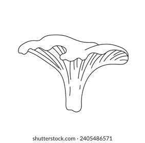 Vector isolated one single chanterelle mushroom colorless black and white contour line easy drawing