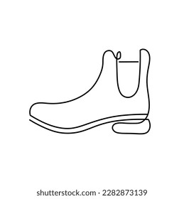 Vector isolated one single chelsea boot shoe side view colorless black and white contour line easy drawing