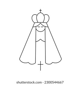 Vector aislado una sola iglesia corona novia cruza la línea de contorno blanco y negro incoloro dibujo fácil