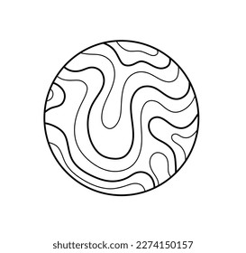 Vector isolated one single circle with wooden or marble line texture colorless black and white contour line easy drawing