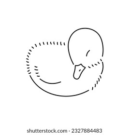 Vector isolated one single cute cartoon newborn duck duckling colorless black and white contour line easy drawing