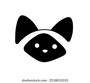 Vector isolated one single cute cartoon funny siamese cat head muzzle doodle colorless black and white contour line easy drawing