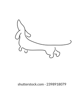 Vector isolated one single dachshund dog minimal line art colorless black and white contour line easy drawing