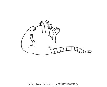 Vector isolated one single dead rat or mouse colorless black and white contour line easy drawing