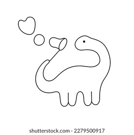 Vector isolated one single dino with soap bubbles colorless black and white contour line easy drawing