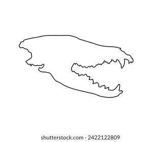 Vector isolated one single dinosaur skull side view shape stencil contour colorless black and white contour line easy drawing	