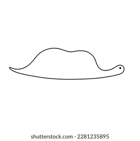 Vector isolated one single fat well fed snake ate someone side view colorless black and white contour line easy drawing