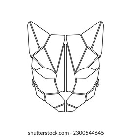 Vector isolated one single geometric abstract cat face mask colorless black and white contour line easy drawing