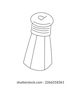 Vector isolated one single glass pepper shaker jar with letter P holes colorless black and white contour line easy drawing