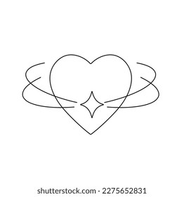 Vector isolated one single heart and star composition colorless black and white contour line easy drawing