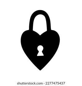Vector isolated one single heart shaped padlock with handle and keyhole colorless black and white contour line easy drawing