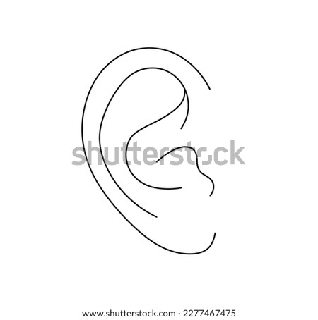 Vector isolated one single human ear colorless black and white contour line easy drawing