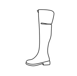 Vector Isolated One Single Jackboot Boot Shoe Side View Colorless Black And White Contour Line Easy Drawing