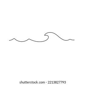Vector isolated one single line sea ocean wave colorless black   white contour line easy drawing