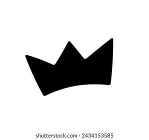 Vector isolated one single little crown tiny doodle colorless black and white outline silhouette shadow shape