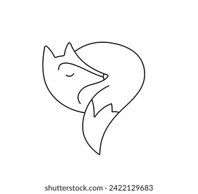 Vector isolated one single lying sleeping fox little prince character colorless black and white contour line easy drawing	
