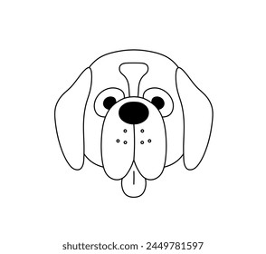 Vector isolated one single Mastiff dog head face muzzle mask colorless black and white contour line easy drawing