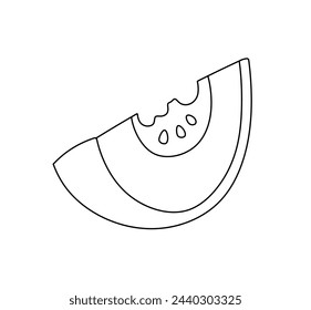 Vector isolated one single melon slice colorless black and white contour line easy drawing