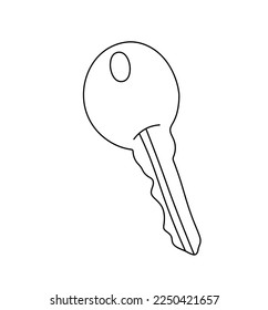 Vector isolated one single metal door key colorless black   white contour line easy drawing