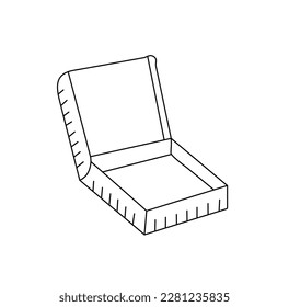 Vector isolated one single open empty pizza box colorless black and white contour line easy drawing