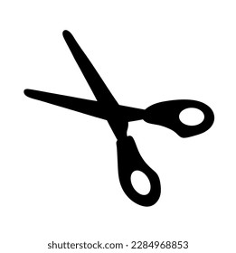 Vector isolated one single open scissors colorless black and white outline silhouette shadow shape