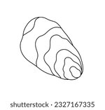Vector isolated one single oyster shell flap top view colorless black and white contour line easy drawing