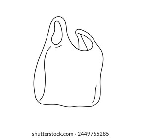 Vector isolated one single plastic bag polyethylene packet colorless black and white contour line easy drawing	
