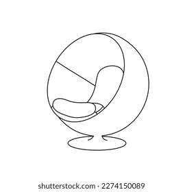 Vector isolated one single round chair egg style capsule colorless black and white contour line easy drawing