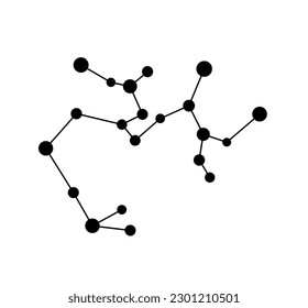 Vector aislado un solo Saggitarius estelares de constelación mapa esquema de contorno blanco y negro incoloro línea de dibujo fácil