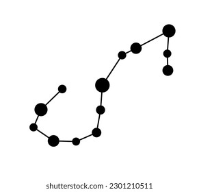 Vector isolated one single Scorpio stars constellation map scheme colorless black and white contour line easy drawing