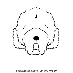 Vector isolated one single Sheepdog dog head face muzzle mask colorless black and white contour line easy drawing