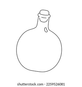 Vector isolated one single simple minimal round glass jar with stopper  colorless black and white contour line easy drawing