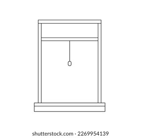 Vector isolated one single simple rectangle window with roller blinds colorless black and white contour line easy drawing