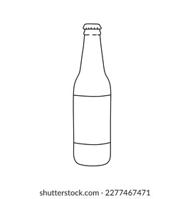 Vector isolated one single simple glass bottle 0 5 l colorless black   white contour line easy drawing