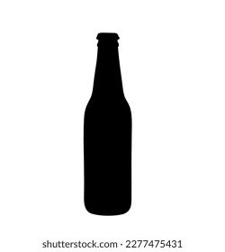 Vector isolated one single simple glass bottle 0.5 l colorless black and white outline silhouette shadow shape